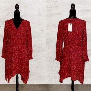 🆕 Red, Black  Burgundy Dress w/ Black Faux Leather Collar!!! NEW w/ Tags! Size M